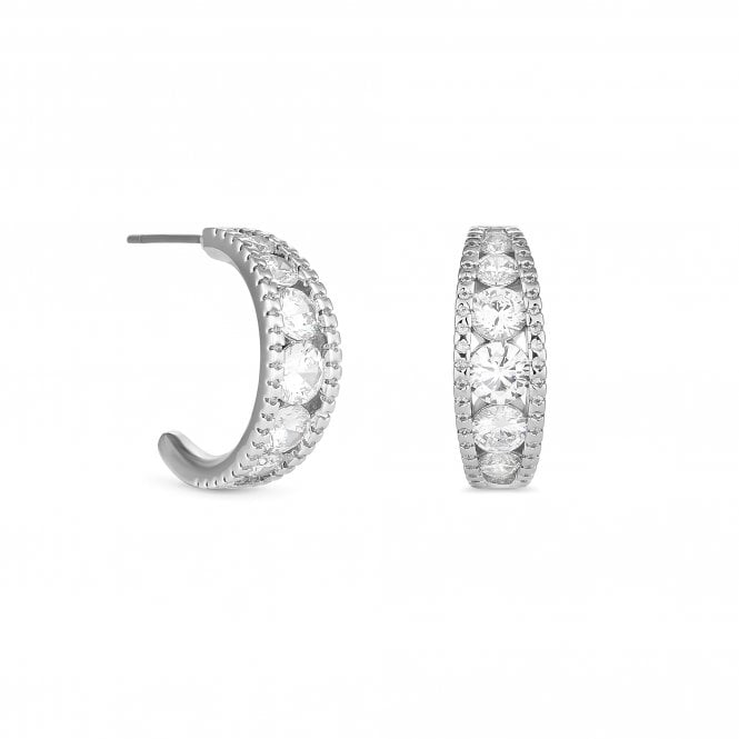 jon richard Jon Richard Rhodium Plated Cubic Zirconia Hoop Earrings