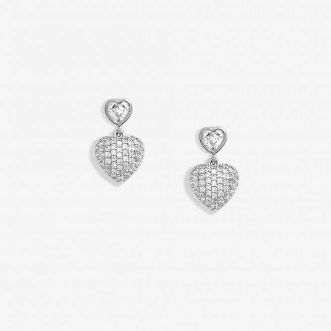 Jon Richard Jon Richard Rhodium Plated Cubic Zirconia Micro Pave Heart Earrings - Gift Boxed
