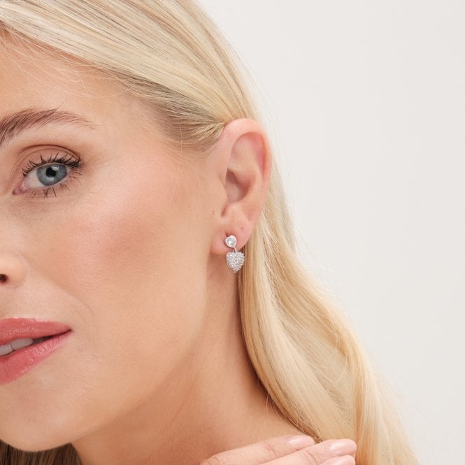 Jon Richard Jon Richard Rhodium Plated Cubic Zirconia Micro Pave Heart Earrings - Gift Boxed