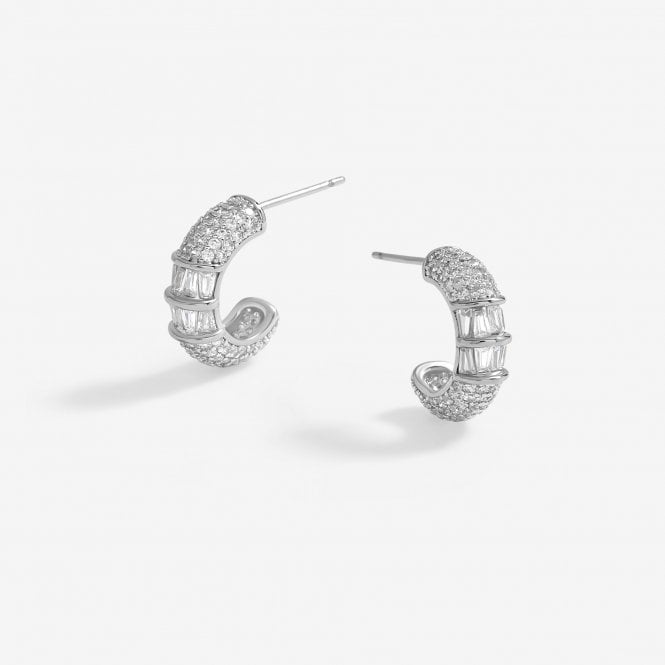 jon richard Jon Richard Rhodium Plated Cubic Zirconia Micro Pave Mini Hoop Earrings