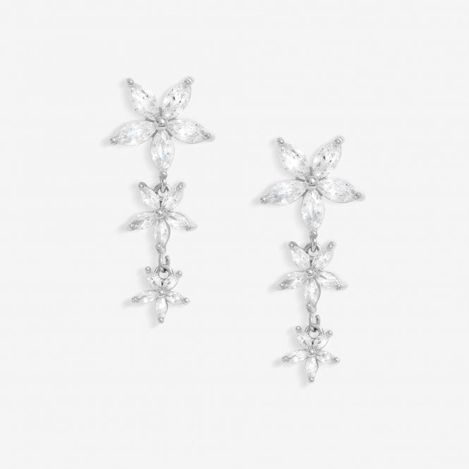 jon richard Jon Richard Rhodium Plated Cubic Zirconia Mixed Floral Earrings