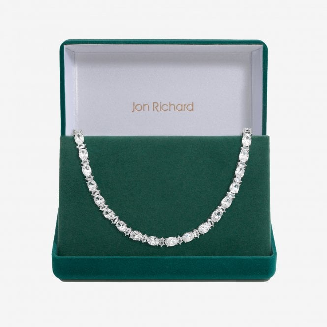 jon richard Jon Richard Rhodium Plated Cubic Zirconia Mixed Stone Allway Necklace - Gift Boxed