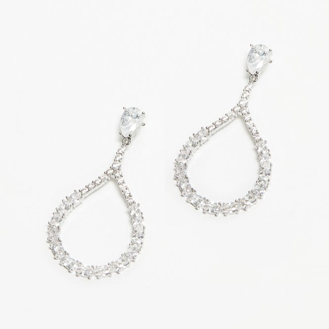 Jon Richard Jon Richard Rhodium Plated Cubic Zirconia Open Earrings