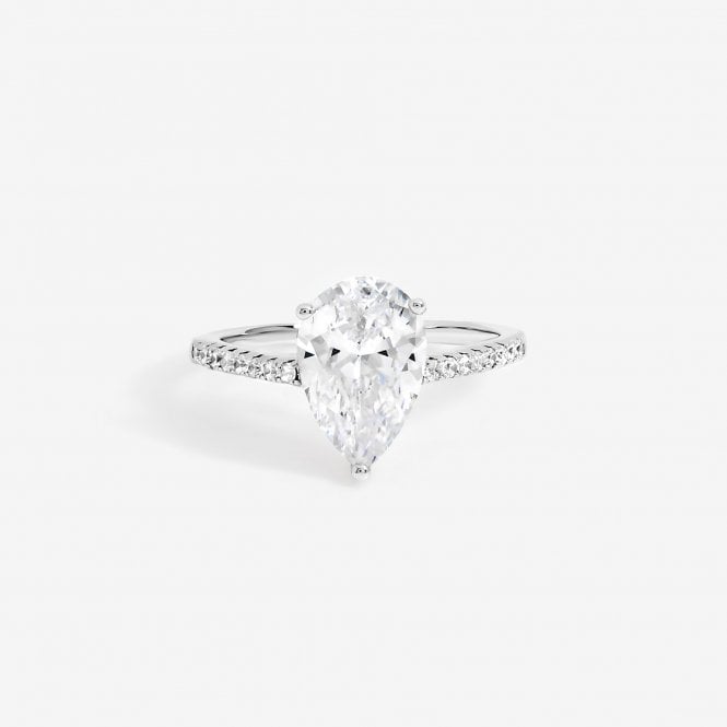 jon richard Jon Richard Rhodium Plated Cubic Zirconia Pear Ring