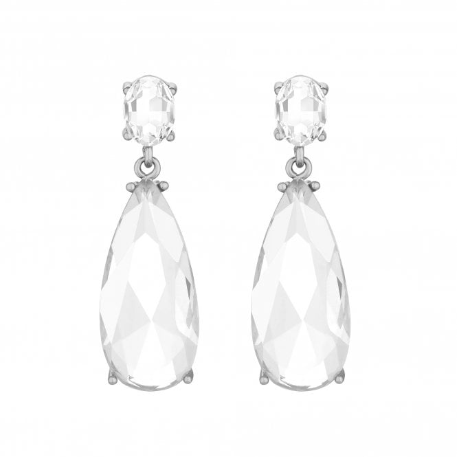 jon richard Jon Richard Rhodium Plated Cubic Zirconia Peardrop Earrings