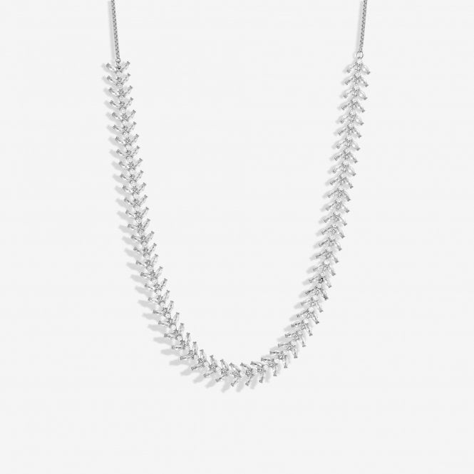 Jon Richard Jon Richard Rhodium Plated Cubic Zirconia Rhodium Plated Leaf Adjustable Toggle Necklace - Gift Boxed