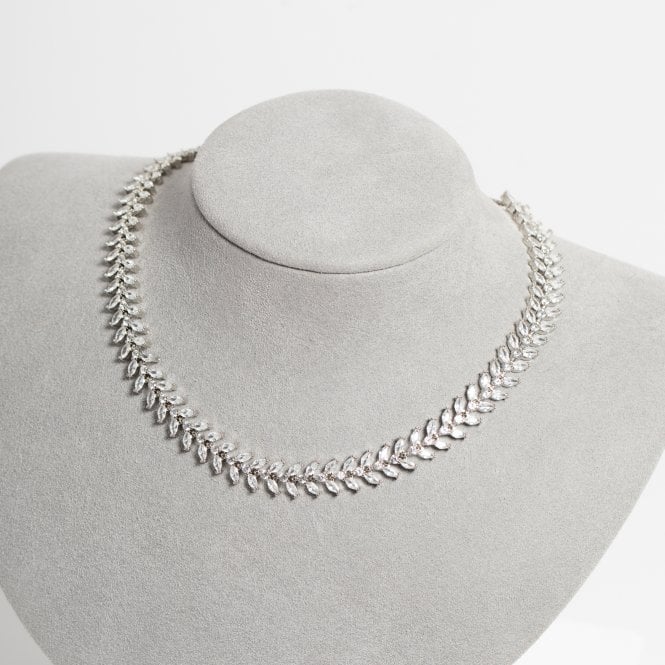 Jon Richard Jon Richard Rhodium Plated Cubic Zirconia Rhodium Plated Leaf Adjustable Toggle Necklace - Gift Boxed