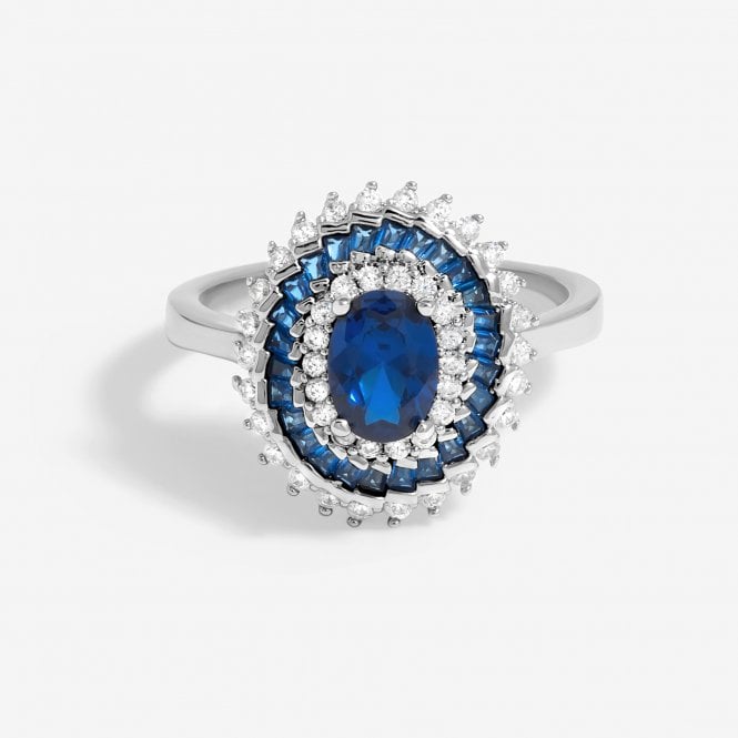 jon richard Jon Richard Rhodium Plated Cubic Zirconia Sapphire And Crystal Coktail Ring