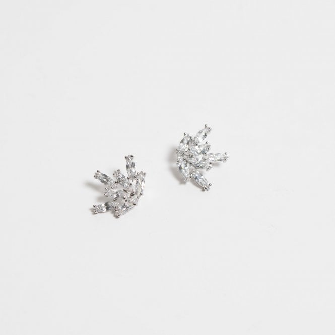 Jon Richard Jon Richard Rhodium Plated Cubic Zirconia Starburst Earrings