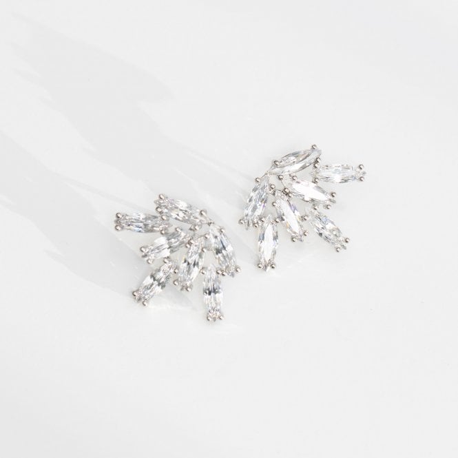 Jon Richard Jon Richard Rhodium Plated Cubic Zirconia Starburst Earrings