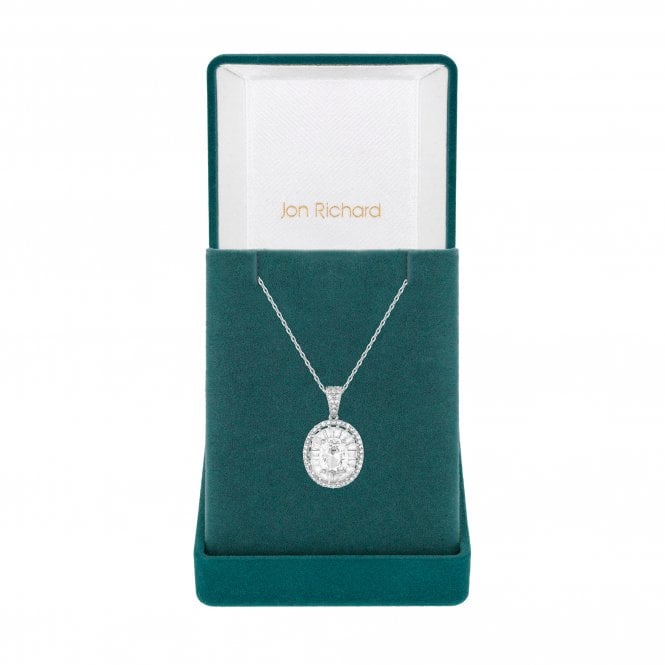 jon richard Jon Richard Rhodium Plated Cubic Zirconia Statement Crystal Pendant Necklace - Gift Boxed