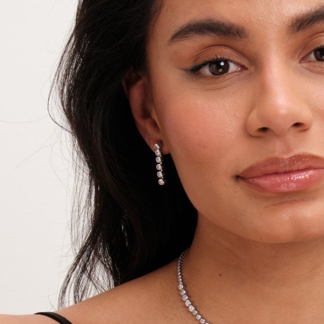 Jon Richard Jon Richard Rhodium Plated Cubic Zirconia Tennis Drop Earrings