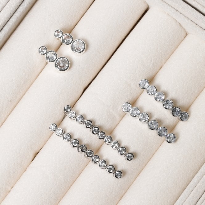 Jon Richard Jon Richard Rhodium Plated Cubic Zirconia Tennis Drop Earrings