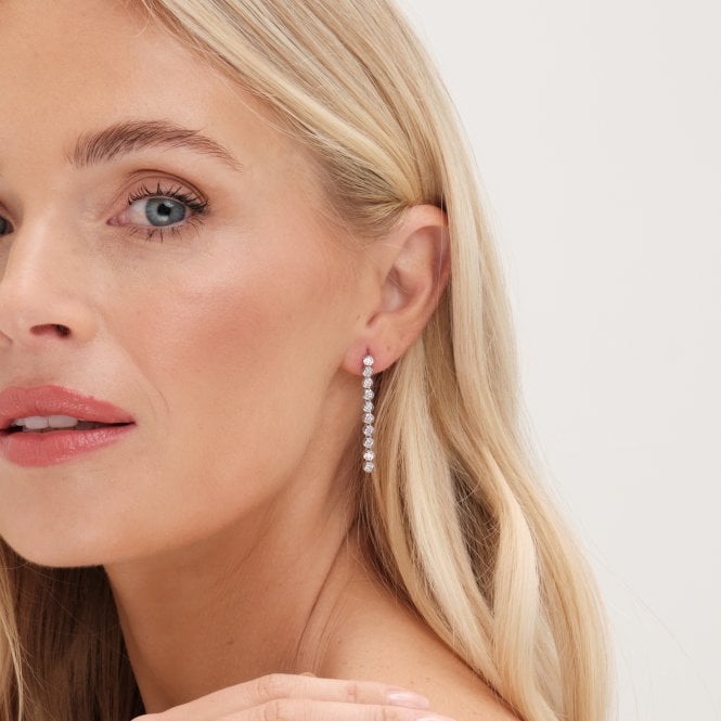 Jon Richard Jon Richard Rhodium Plated Cubic Zirconia Tennis Earrings