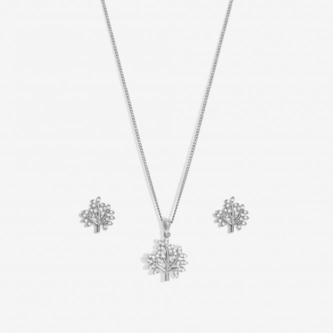 Jon Richard Jon Richard Rhodium Plated Cubic Zirconia Tree Of Love Box Set - Gift Box