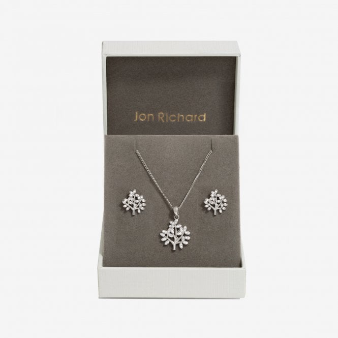 jon richard Jon Richard Rhodium Plated Cubic Zirconia Tree Of Love Box Set - Gift Box