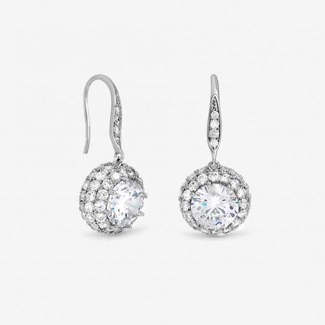 jon richard Jon Richard Rhodium Plated Fishhook Halo Drop Earrings