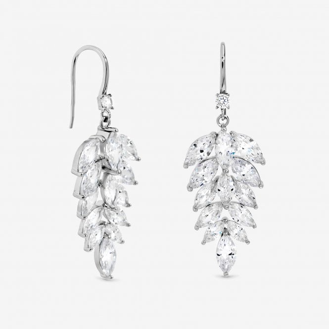jon richard Jon Richard Rhodium Plated Fishhook Leaf Drop Earrings