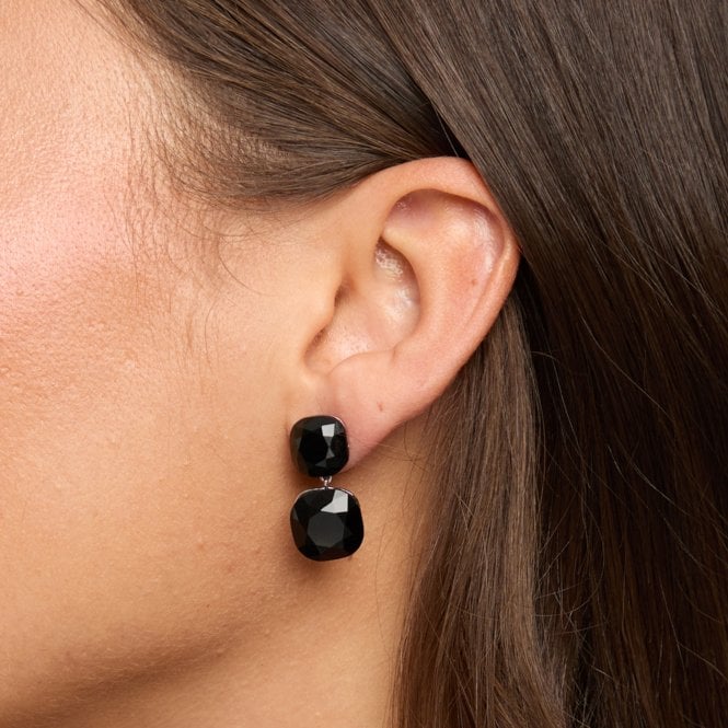 Jon Richard Jon Richard Rhodium Plated Jet Statement Stone Drop Earrings