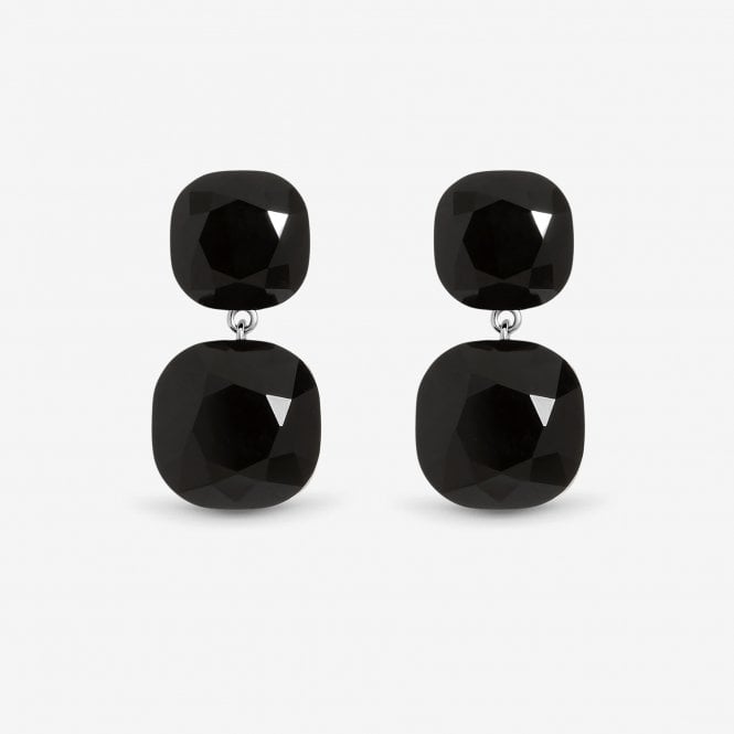 jon richard Jon Richard Rhodium Plated Jet Statement Stone Drop Earrings