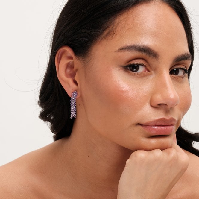Jon Richard Jon Richard Rhodium Plated Lavender Leaf Earrings