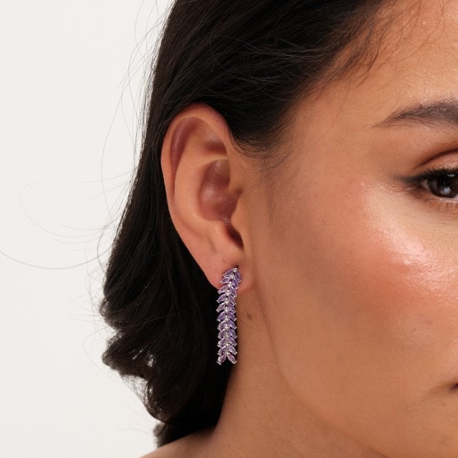 Jon Richard Jon Richard Rhodium Plated Lavender Leaf Earrings