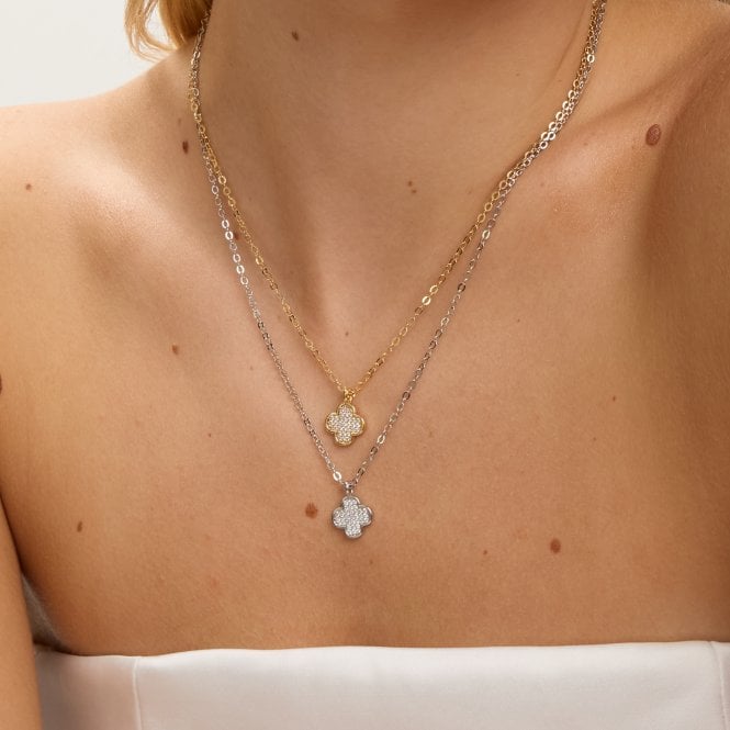 Jon Richard Jon Richard Rhodium Plated Micro Pave Clover Pendant