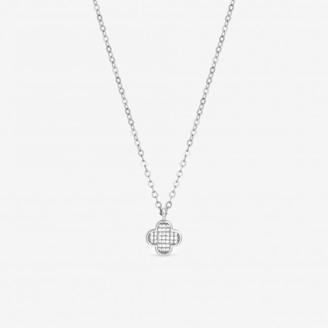 jon richard Jon Richard Rhodium Plated Micro Pave Clover Pendant