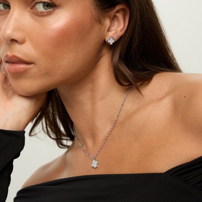 Jon Richard Jon Richard Rhodium Plated Micro Pave Stud Earrings