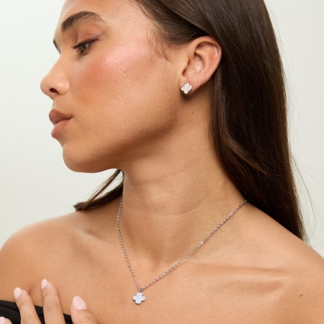 Jon Richard Jon Richard Rhodium Plated Micro Pave Stud Earrings