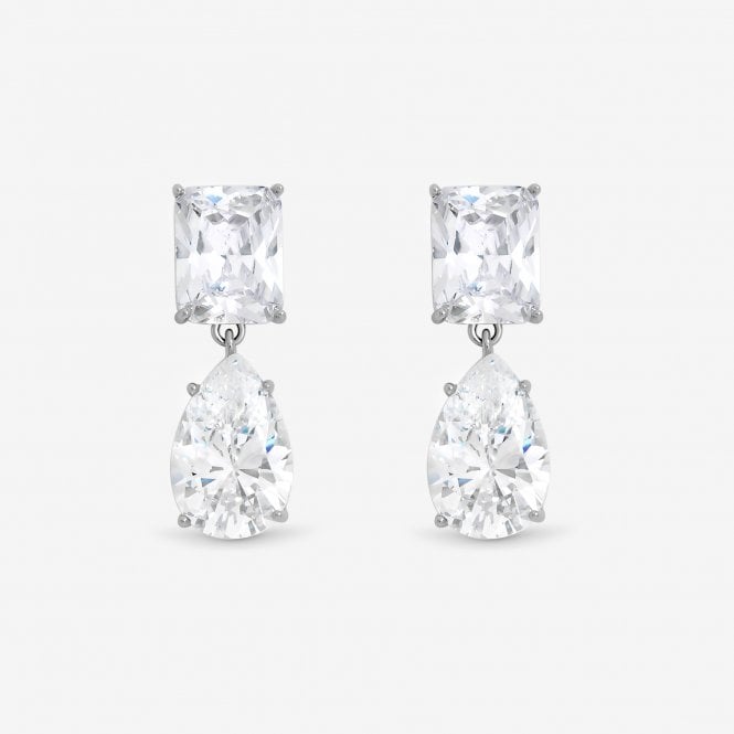 jon richard Jon Richard Rhodium Plated Mixed Stone Drop Earrings