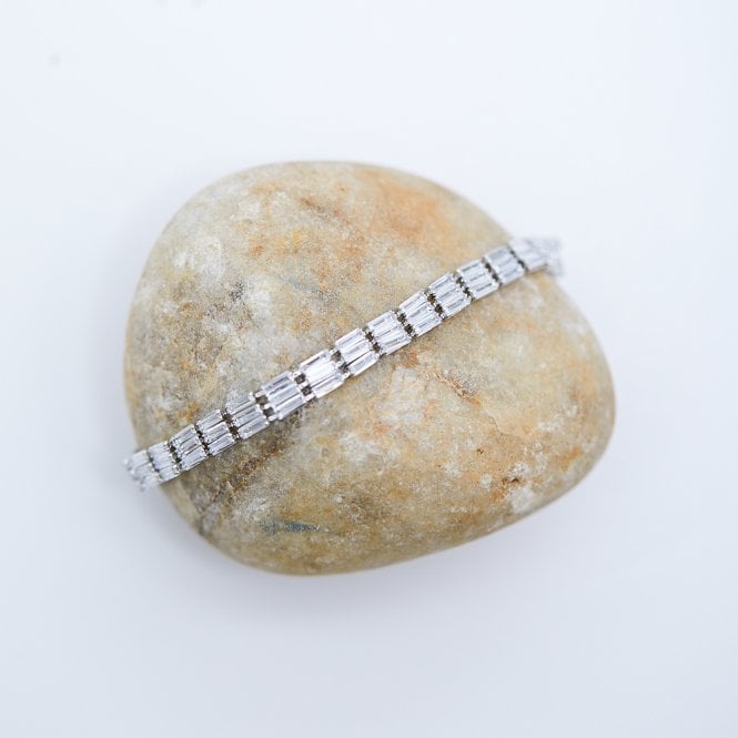 Jon Richard Jon Richard Rhodium Plated Multi Baguette Bracelet