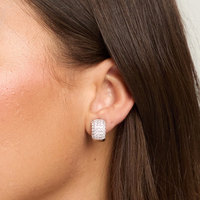 Jon Richard Jon Richard Rhodium Plated Multirow Crystal Clip Earrings