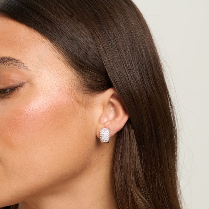 Jon Richard Jon Richard Rhodium Plated Multirow Crystal Clip Earrings