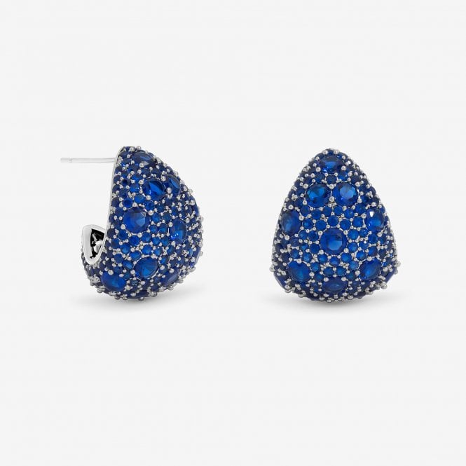jon richard Jon Richard Rhodium Plated Pave and Sapphire Dome Earrings