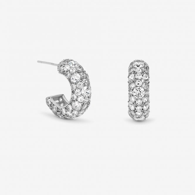 jon richard Jon Richard Rhodium Plated Pave Chubby Hoops