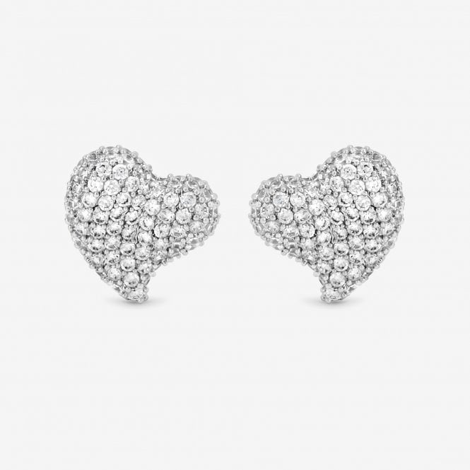 Jon Richard Jon Richard Rhodium Plated Pave Heart Stud Earrings
