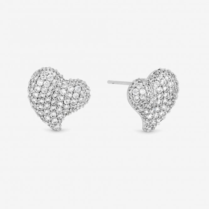 jon richard Jon Richard Rhodium Plated Pave Heart Stud Earrings