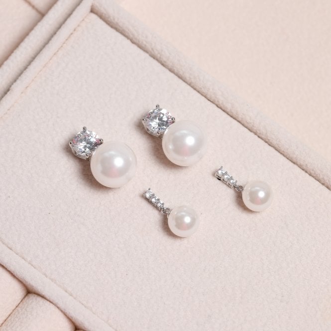 Jon Richard Jon Richard Rhodium Plated Pearl And Crystal Earrings