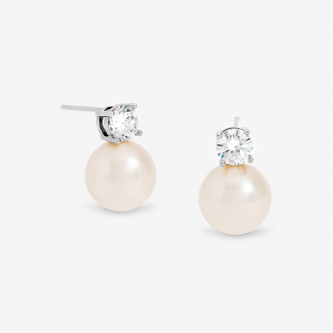 jon richard Jon Richard Rhodium Plated Pearl and Crystal Earrings