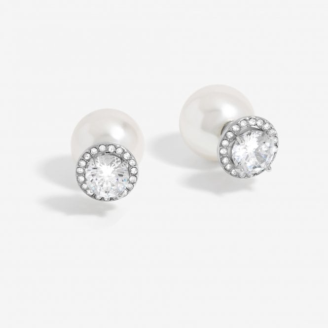 jon richard Jon Richard Rhodium Plated Pearl And Cubic Zirconia Front And Back Earrings