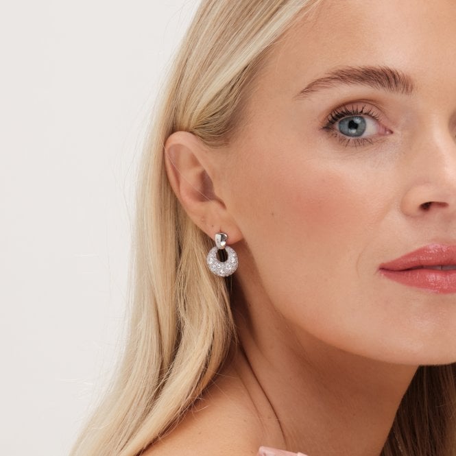 Jon Richard Jon Richard Rhodium Plated Polished And Micro Pave Door Knocker Earrings