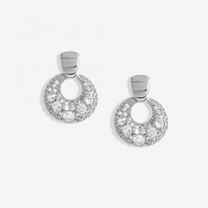 jon richard Jon Richard Rhodium Plated Polished And Micro Pave Door Knocker Earrings