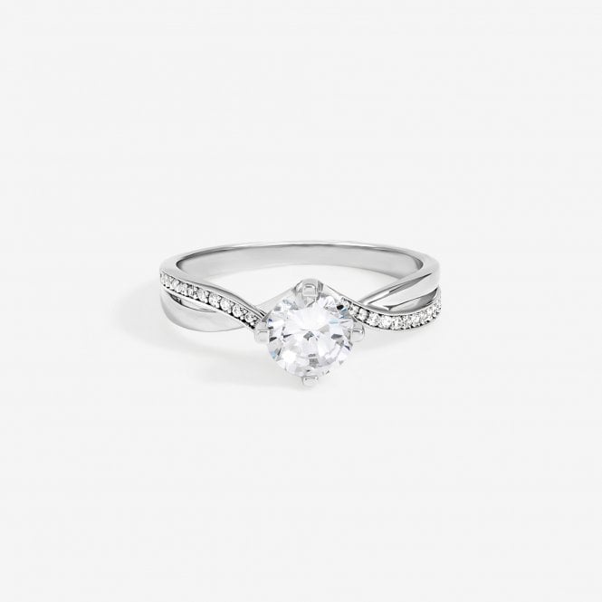 jon richard Jon Richard Rhodium Plated Solitaire Twist Band Engagement Ring