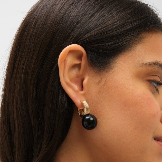 Jon Richard Jon Richard Ridge Hoop And Jet Bead Statement Earrings