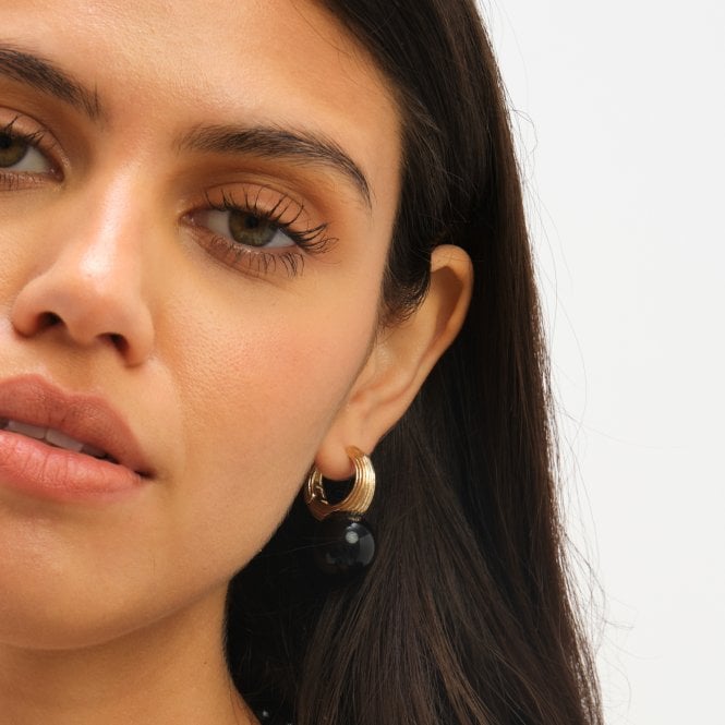 Jon Richard Jon Richard Ridge Hoop And Jet Bead Statement Earrings