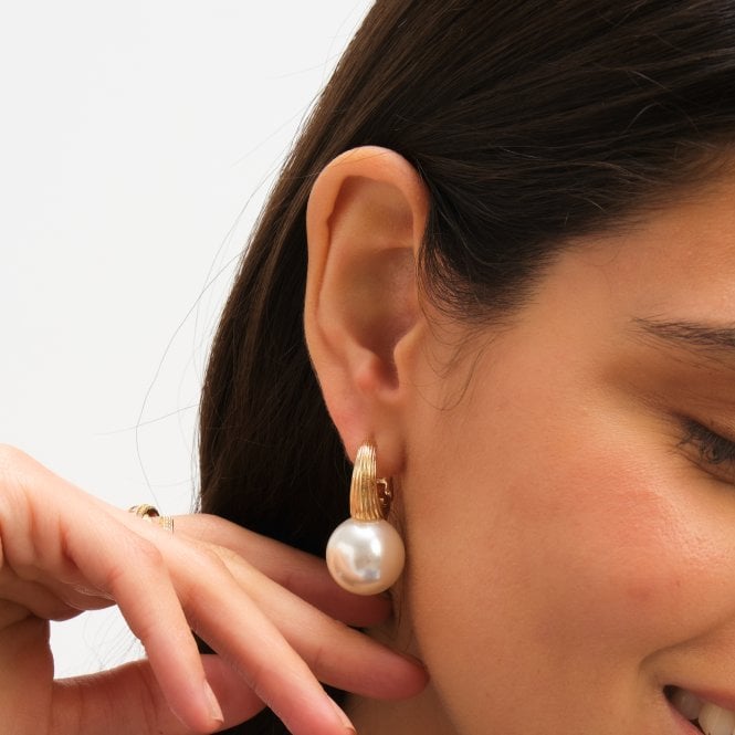 Jon Richard Jon Richard Ridge Hoop And Pearl Statement Earrings