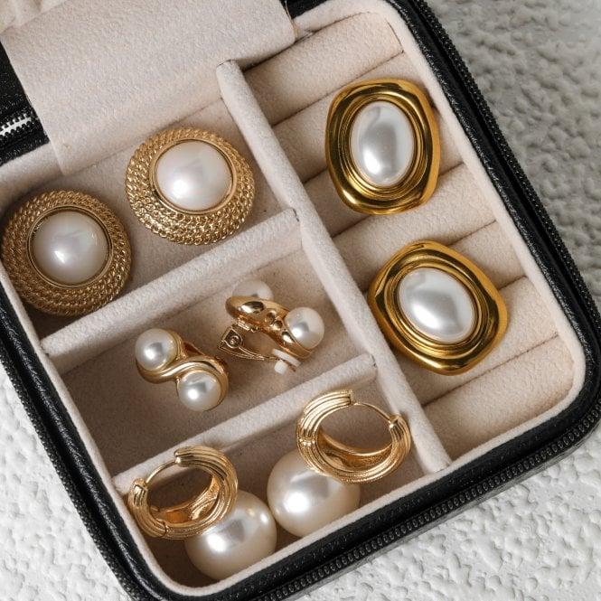 Jon Richard Jon Richard Ridge Hoop And Pearl Statement Earrings