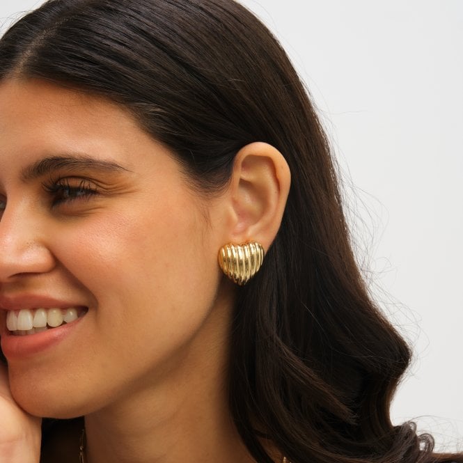 Jon Richard Jon Richard Ridge Puff Heart Clip Earrings