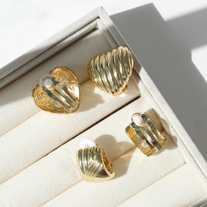 Jon Richard Jon Richard Ridge Puff Heart Clip Earrings